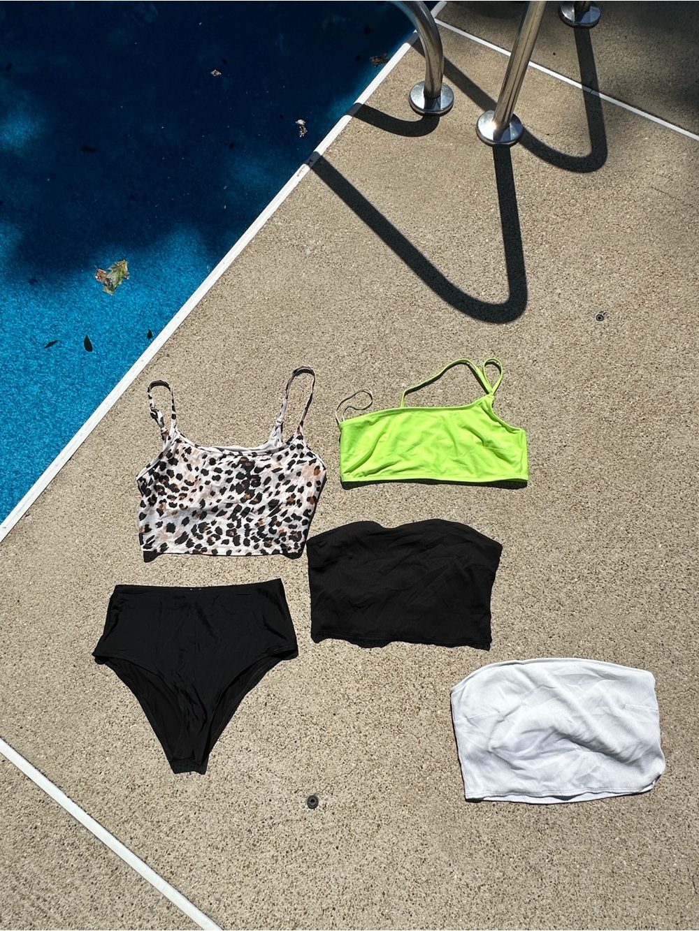 Women’s Leopard & Neon Green Swim Top Set - 5-Piece Mix